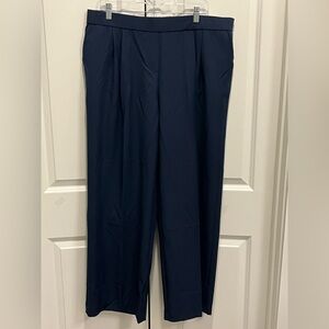 Wide Leg Navy Blue Pull On Pants Elastic Waist Career Classic Women’s Size 14W